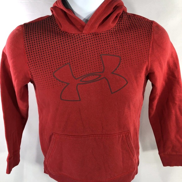 Under Armour Threadborne Hoodie Size Youth Medium Red Hooded Sweatshirt Pullover - Picture 8 of 11